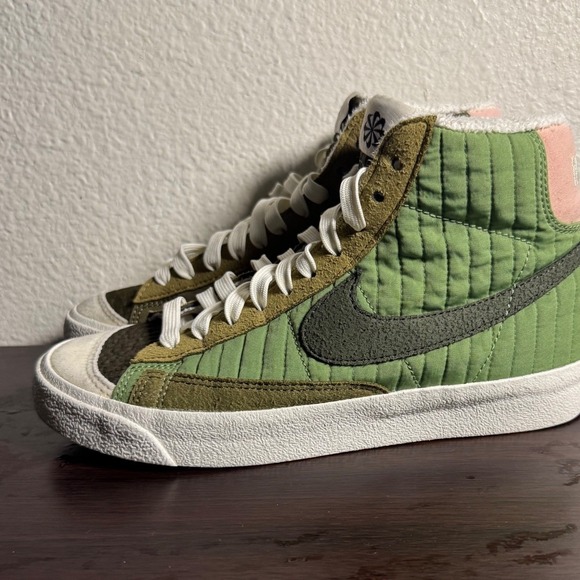 Nike Other - Nike Blazer Mid '77 SE Recycled Olive Green Pink Quilt GS US 4.5Y fits like 6.5w